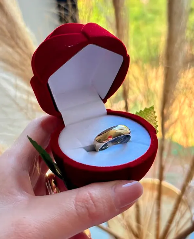 Aliança abaulada de 6mm em ouro 10K maciço, dentro do estojo de veludo